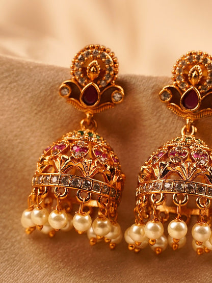 Ruby Lotus Temple Jhumka