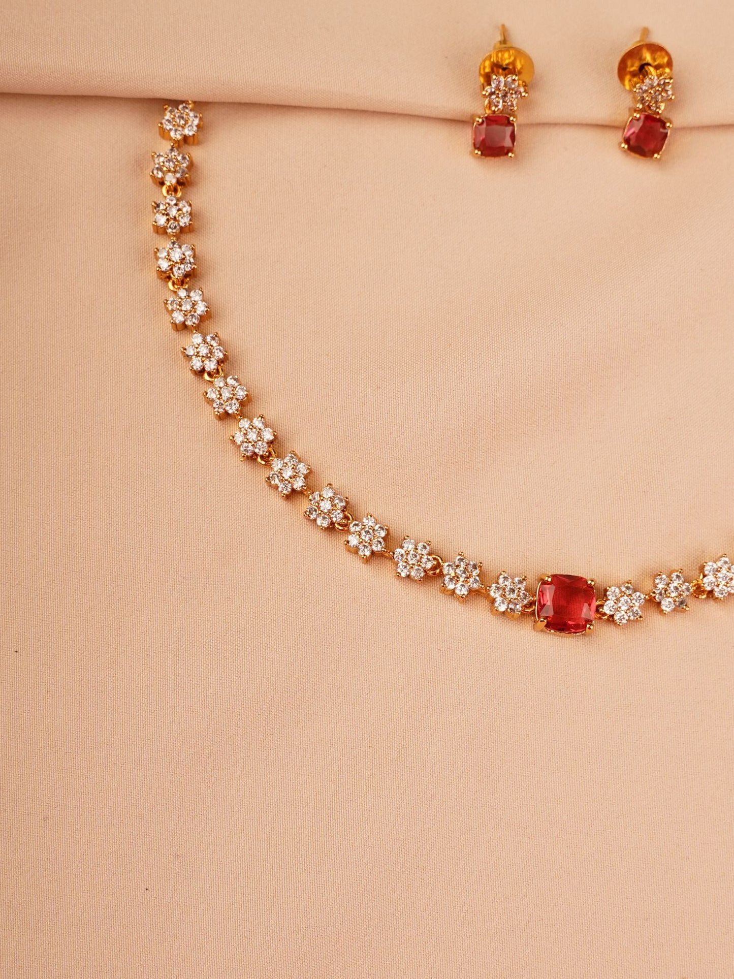 Ruby Bloom Crystal Necklace Set