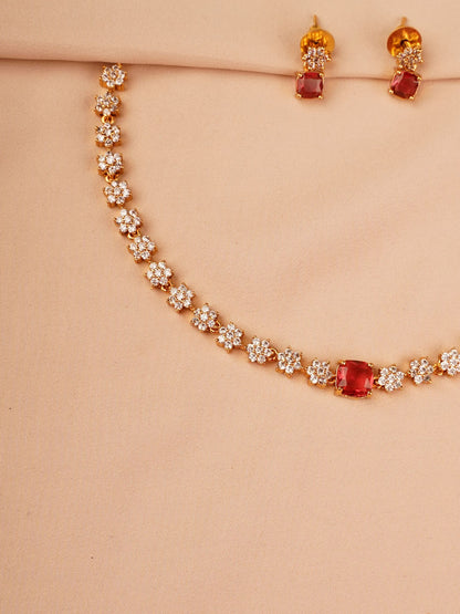 Ruby Bloom Crystal Necklace Set