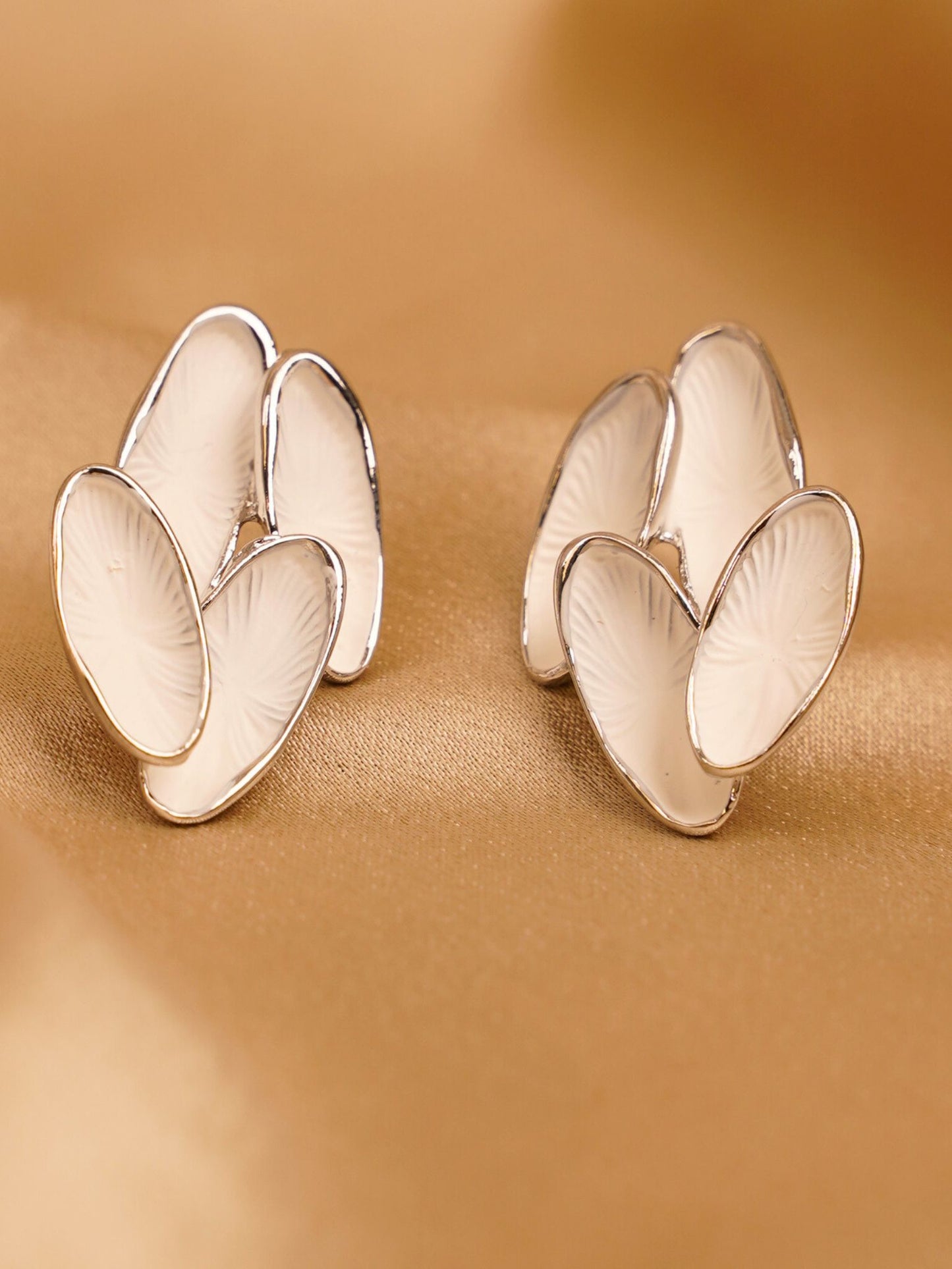 Pearl Petal Silver Stud Earrings