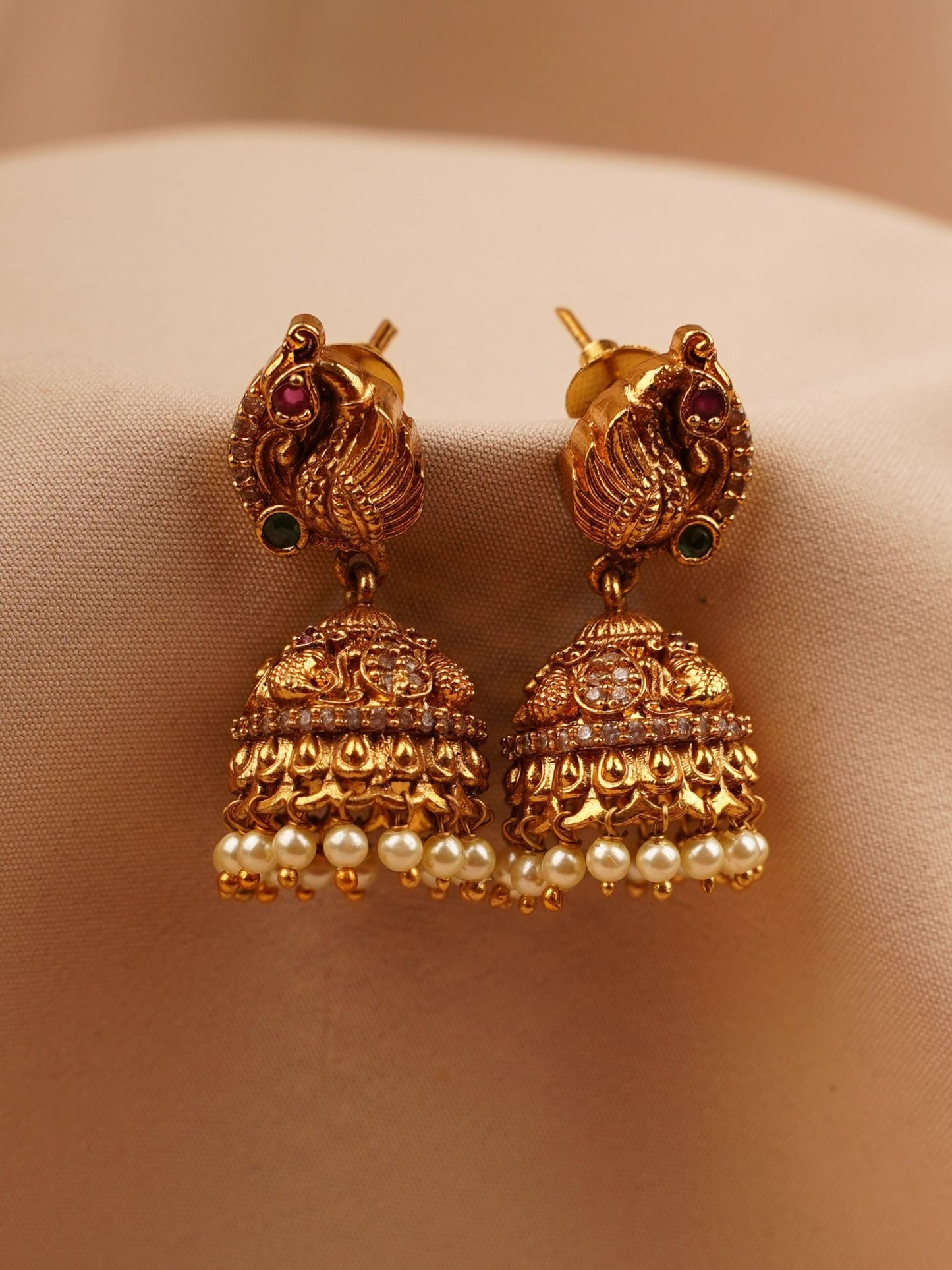 Temple Jhumka Earrings