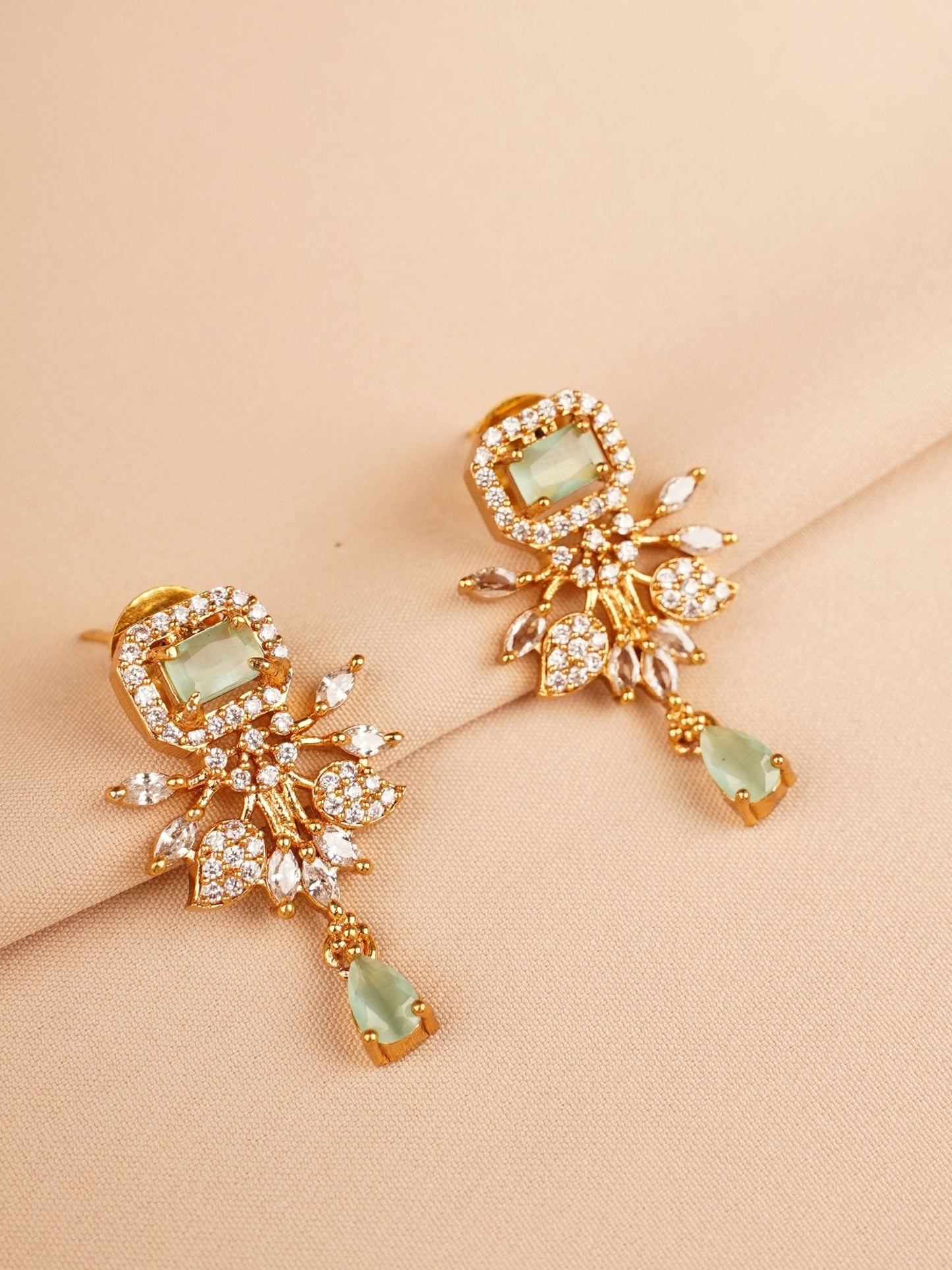 Light Green Stone Bridal Necklace Set