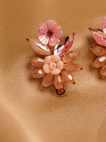 Blush Garden Crystal Floral Earrings