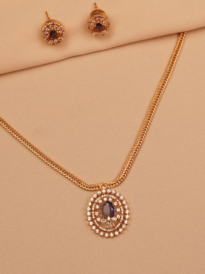 Purple Crystal Halo Necklace Set