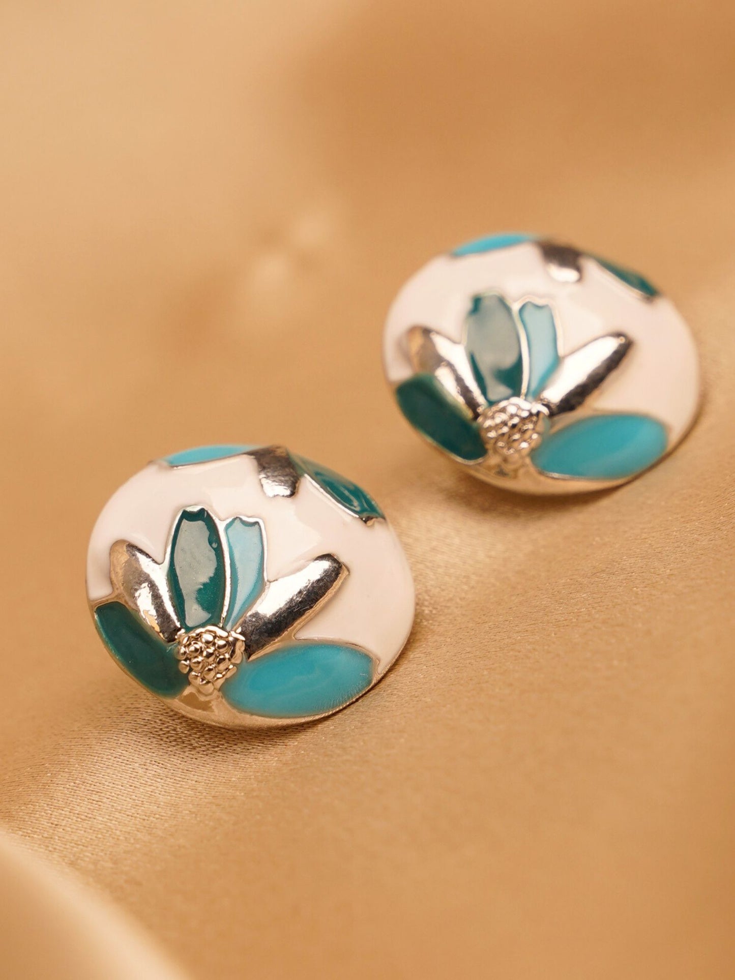 Aqua Meadow Stud Earrings
