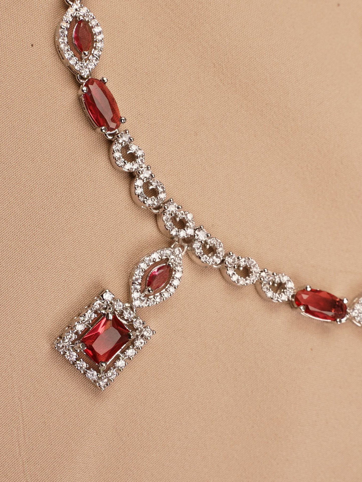 Red Crystal Diamond-Cut Necklace Set
