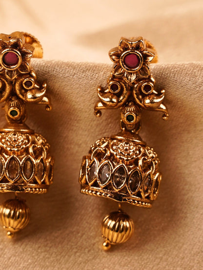 Antique Ruby Temple Dome Jhumka