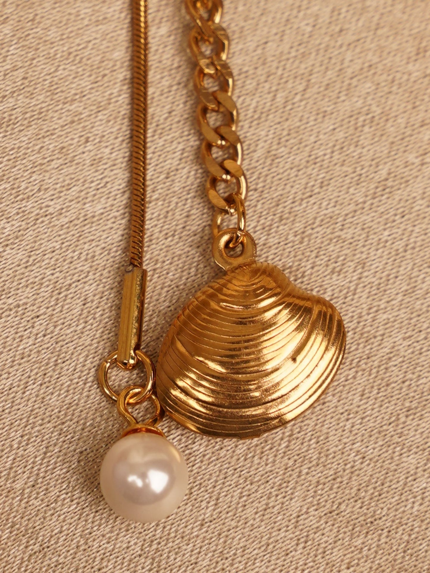 Golden Seashell Drop Necklace