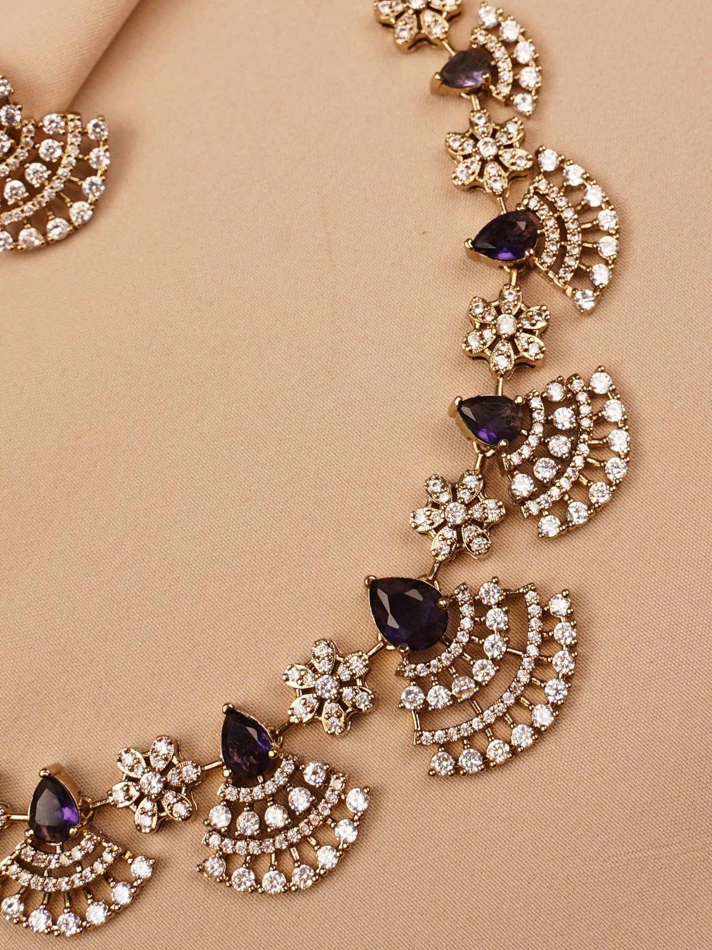 Violet Crystal Floral Necklace Set