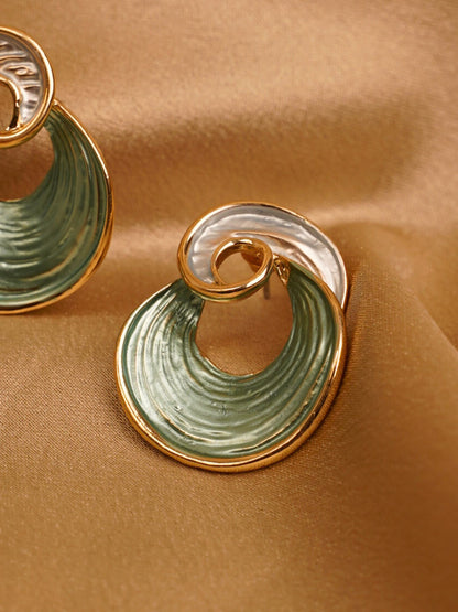 Sage Wave Spiral Earrings