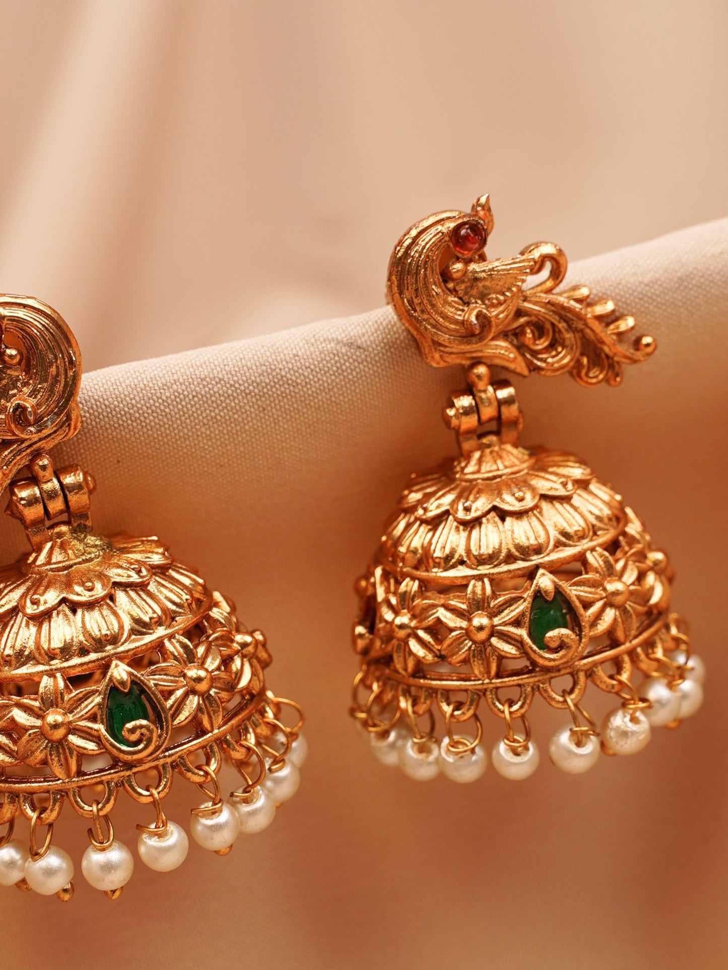 Peacock Temple Jhumkas