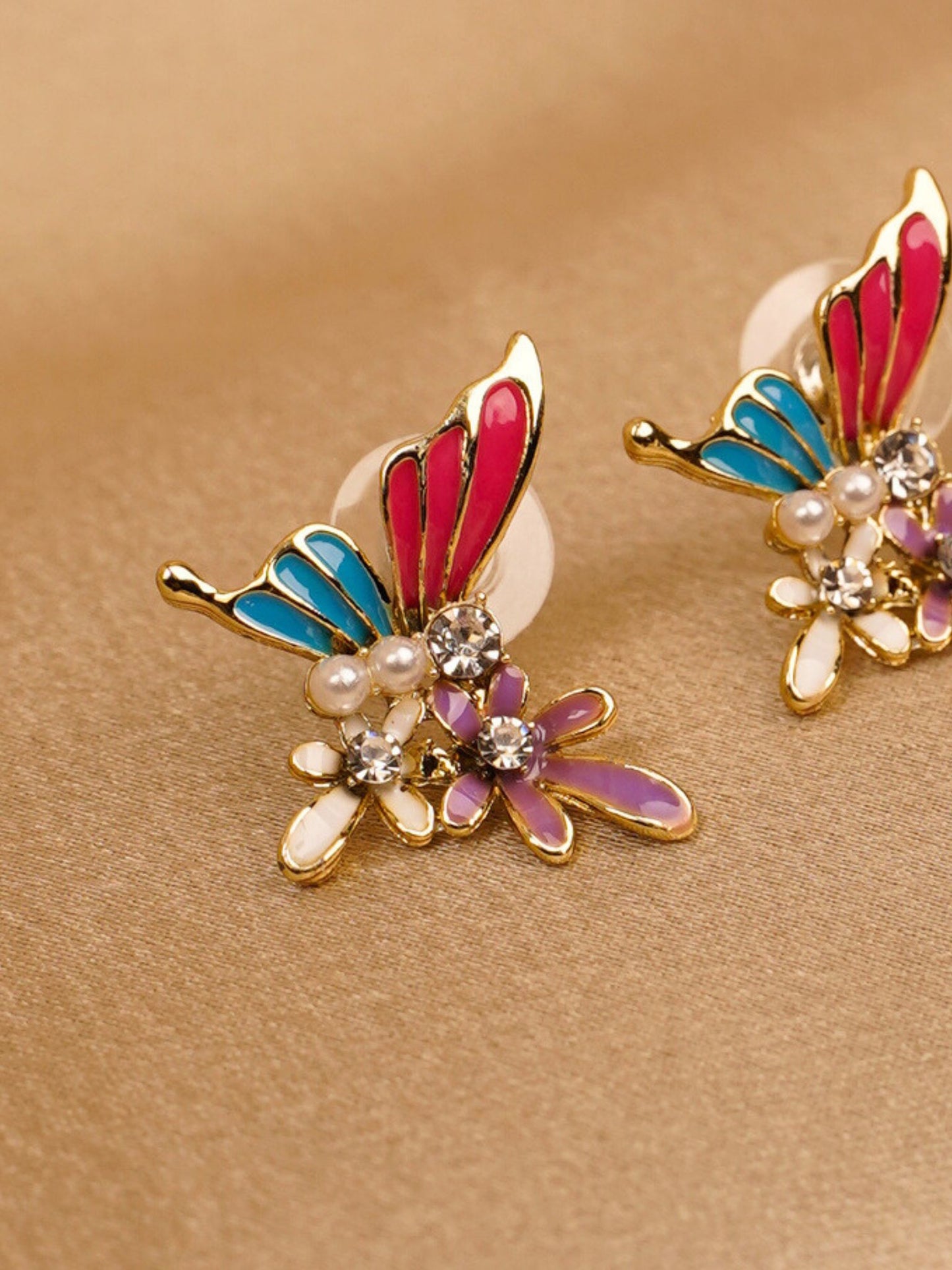 Rainbow Flutter Floral Stud Earrings