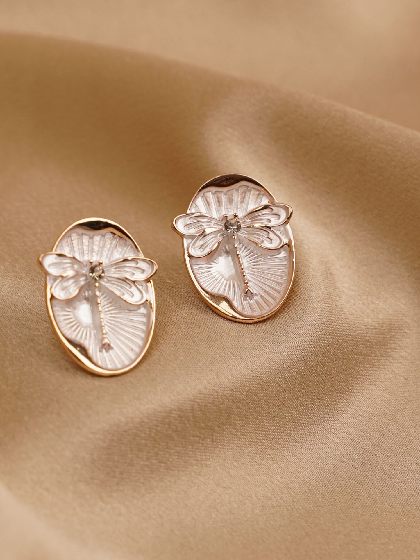 Ivory Dragonfly Stud Earrings