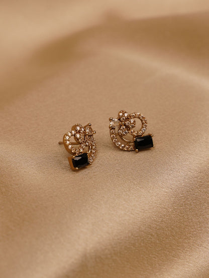 Midnight Bloom Crystal Stud Earrings
