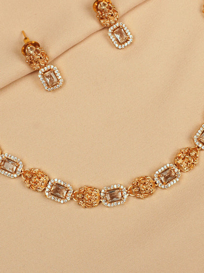 White Stone Necklace Set