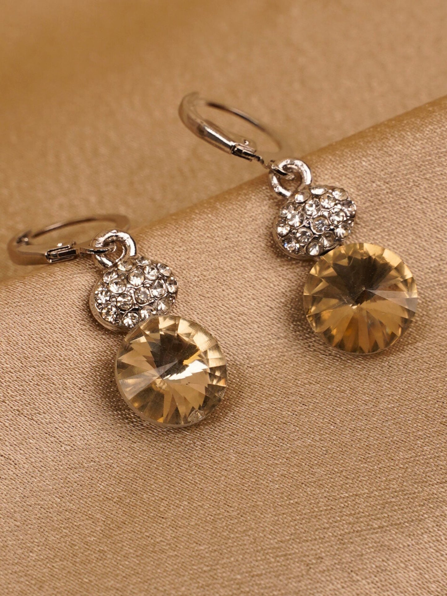 Kaithra Champagne Spark Drop Hoop Earrings