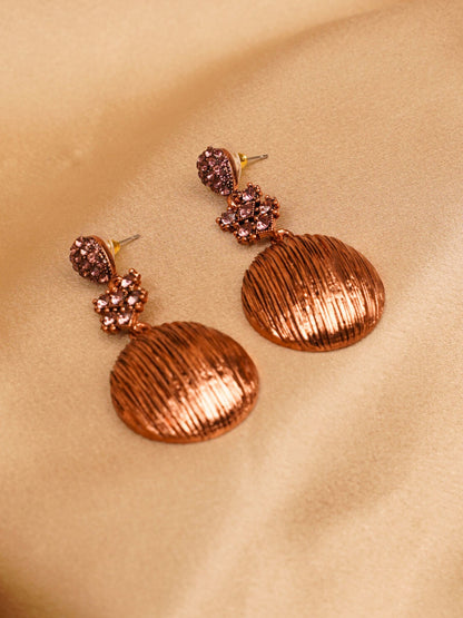 Copper Bloom Disc Drop Earrings