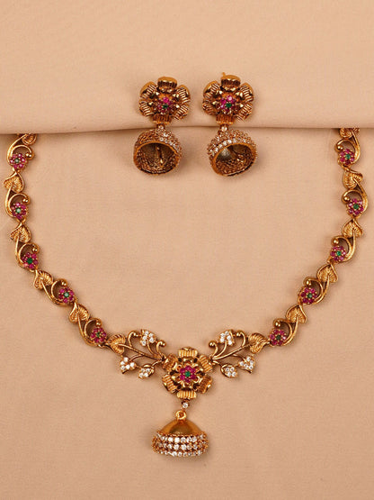 Ruby Floral Necklace Set