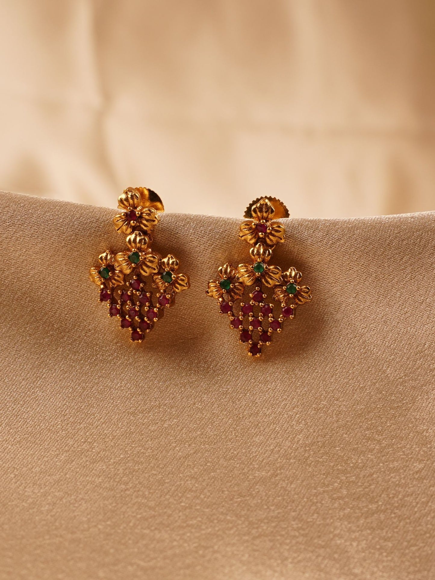 Ruby Bloom Antique Drop Earrings