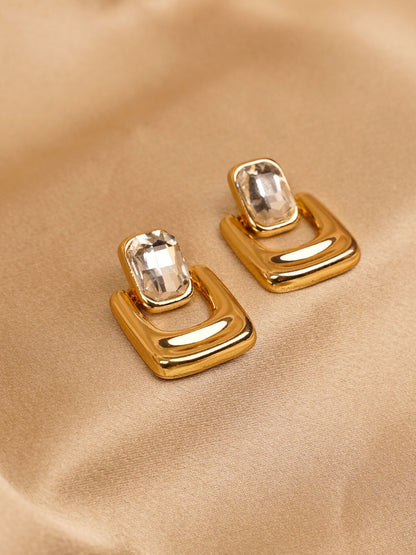Kaithra Regal Frame Crystal Drop Earrings