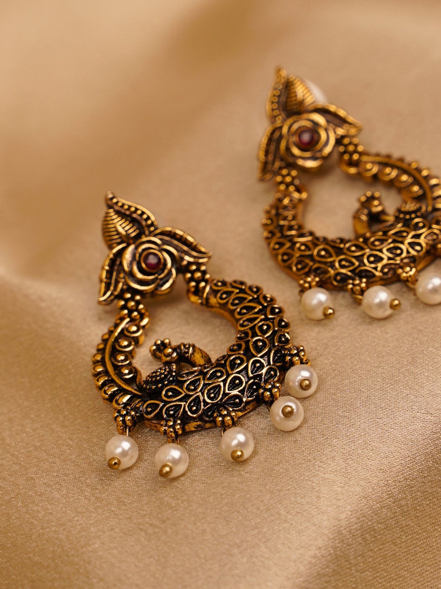 Royal Mayura Chandbali Earrings