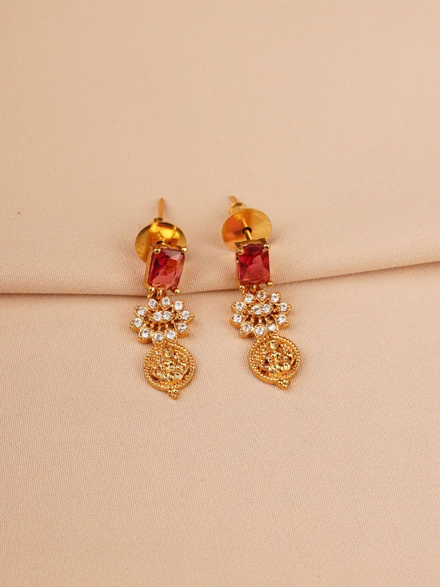 Red Stone & Coin Drop Elegant Necklace Set