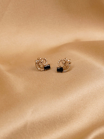 Midnight Bloom Crystal Stud Earrings
