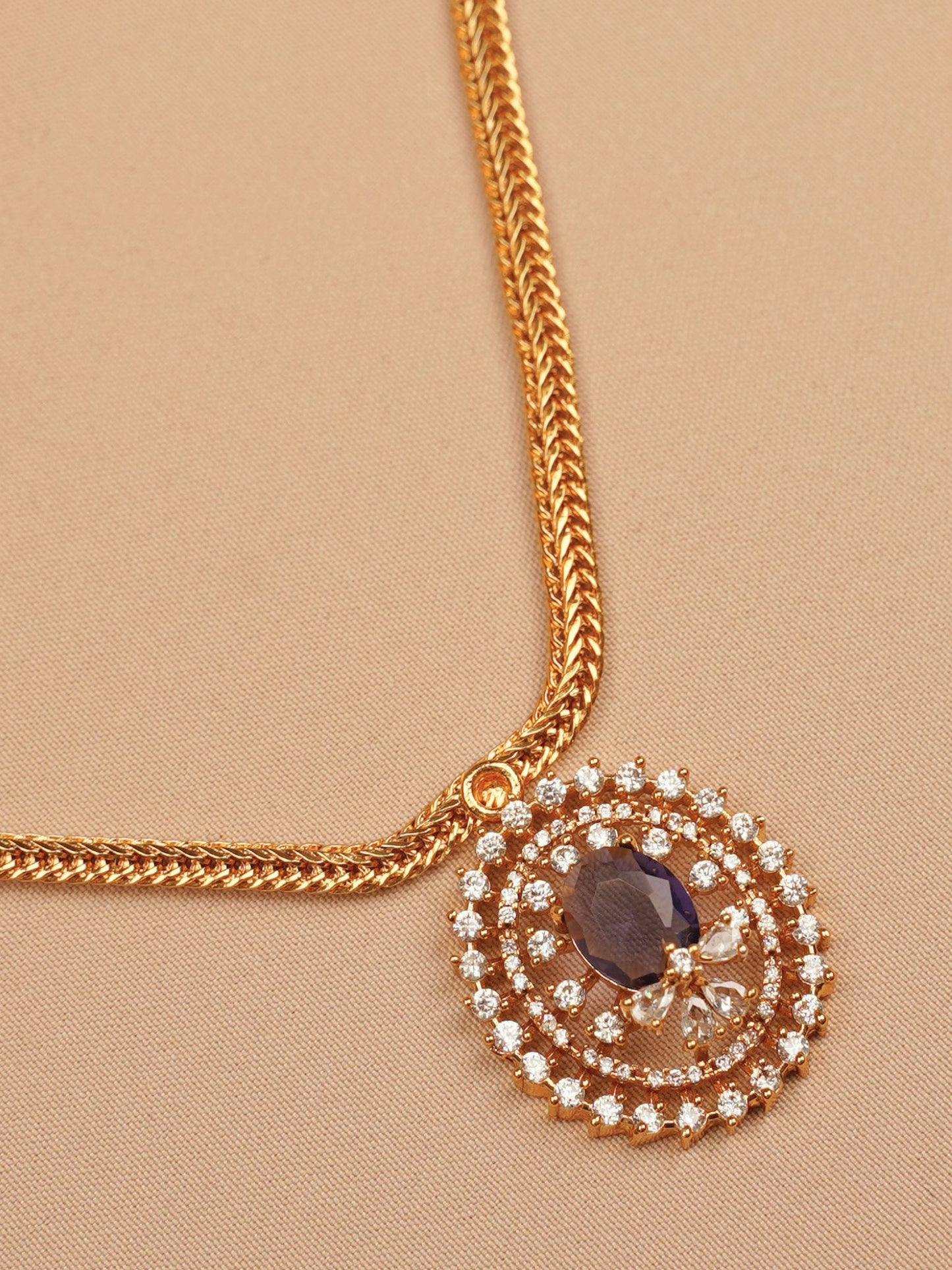 Purple Crystal Halo Necklace Set