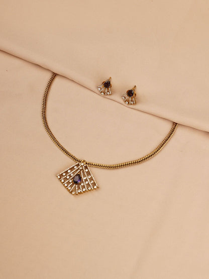 Geometric Crystal Pendant Necklace Set