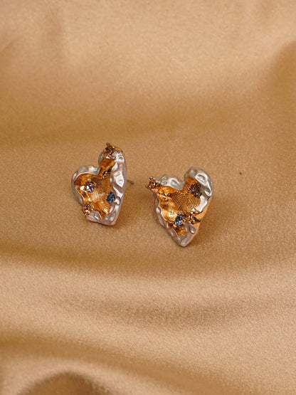 Regal Heart Textured Stud Earrings