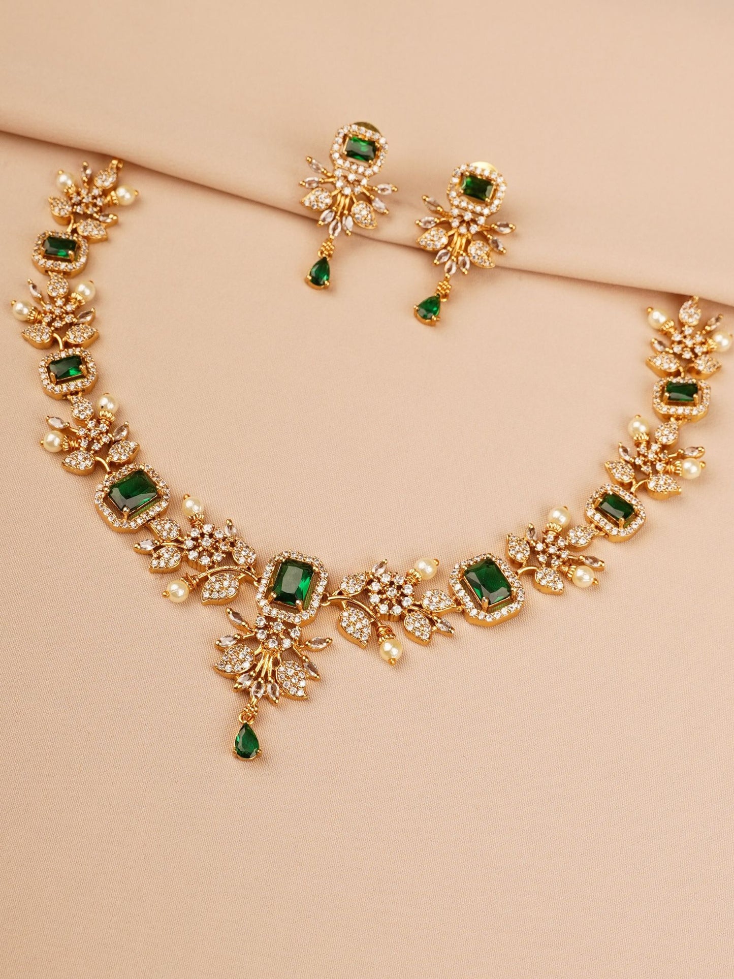 Green Stone Bridal Necklace Set