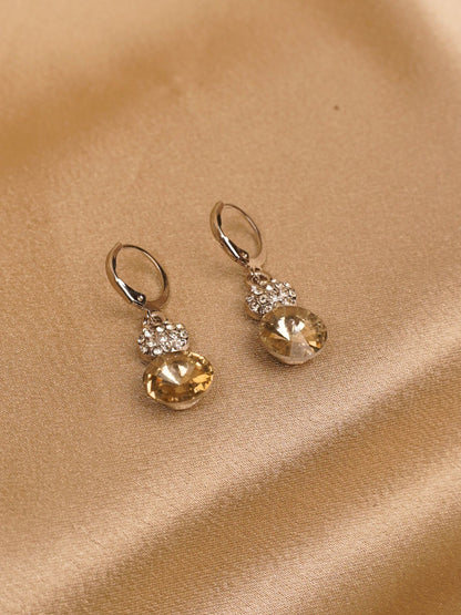 Kaithra Champagne Spark Drop Hoop Earrings