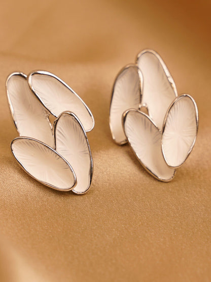 Pearl Petal Silver Stud Earrings