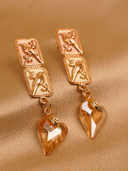 Amber Sparrow Heart Drop Earrings