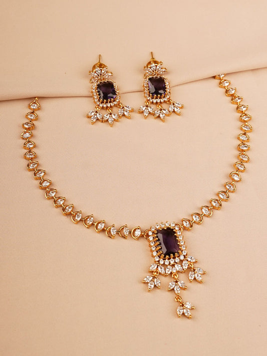 Purple Stone Necklace Set