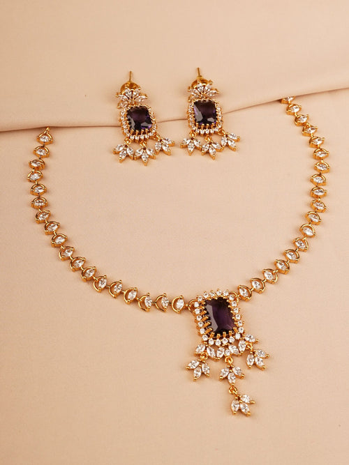 Purple Stone Necklace Set