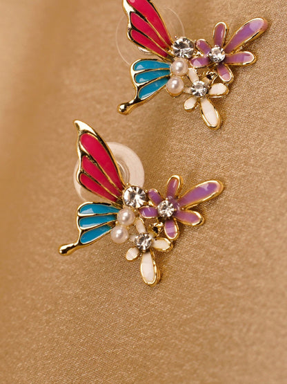 Rainbow Flutter Floral Stud Earrings