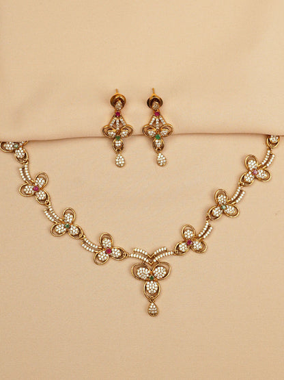 Floral Harmony Crystal Necklace Set
