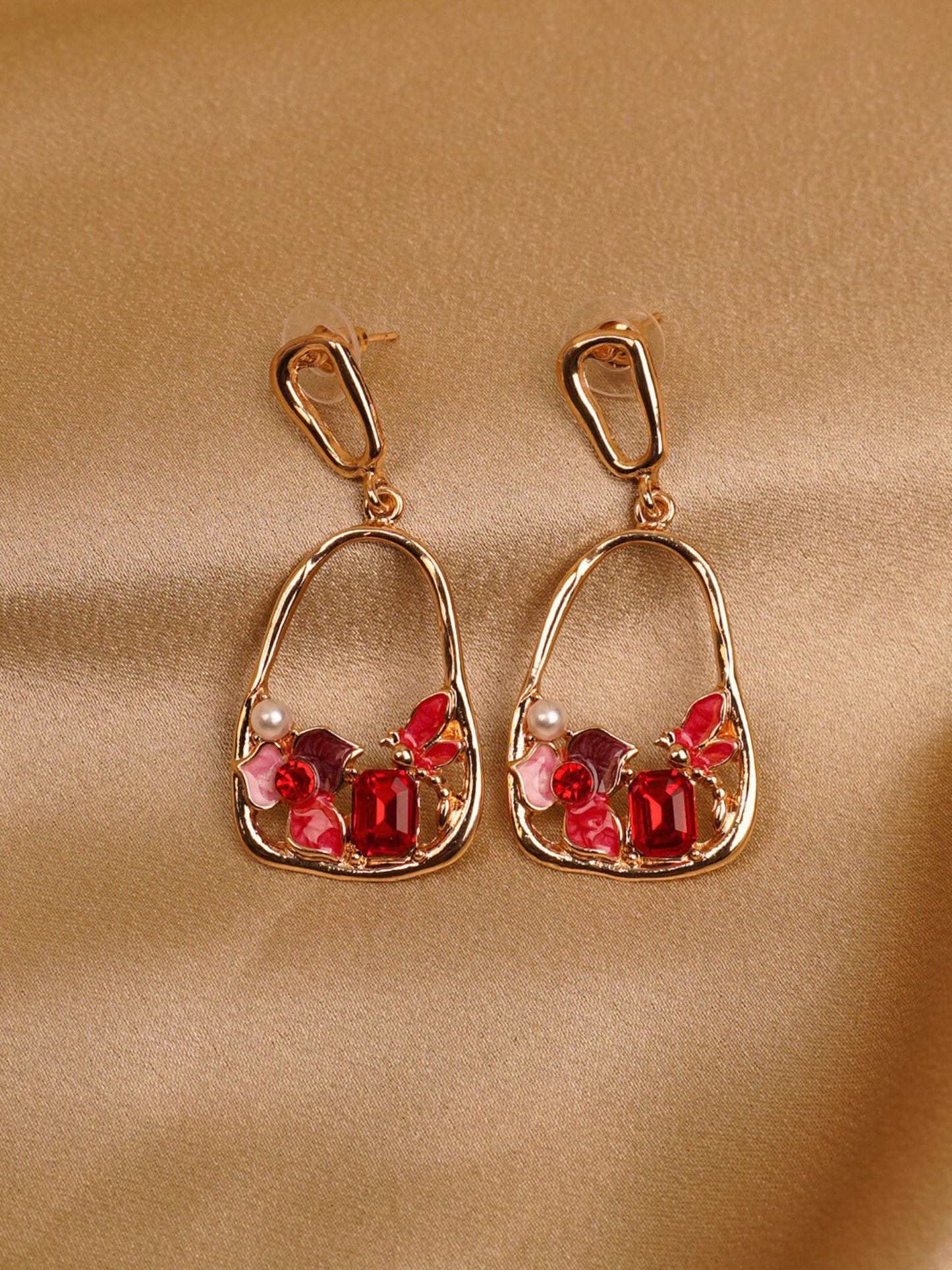 Scarlet Bloom Drop Earrings