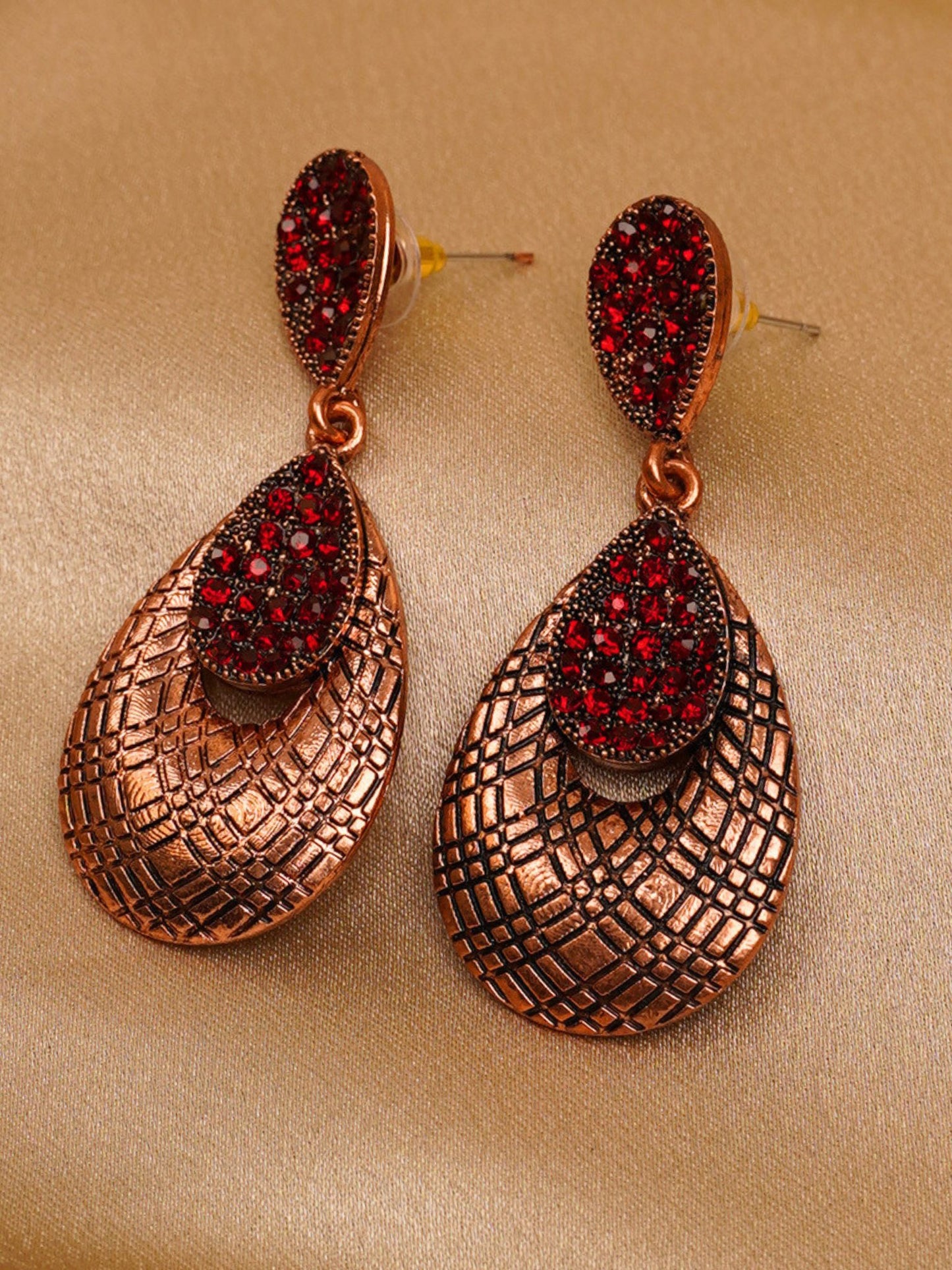 Crimson Mosaic Drop Earrings