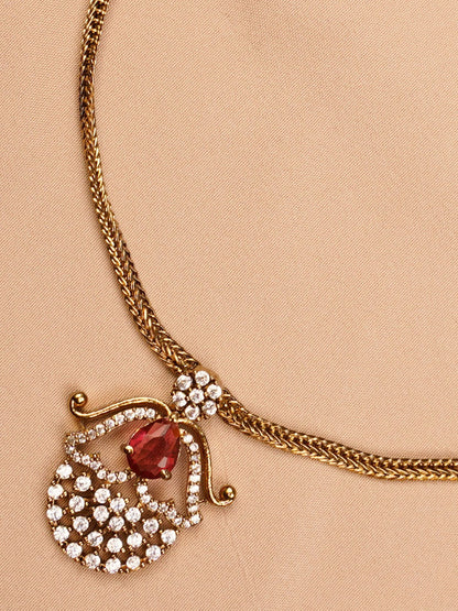 Ruby Peacock Necklace Set