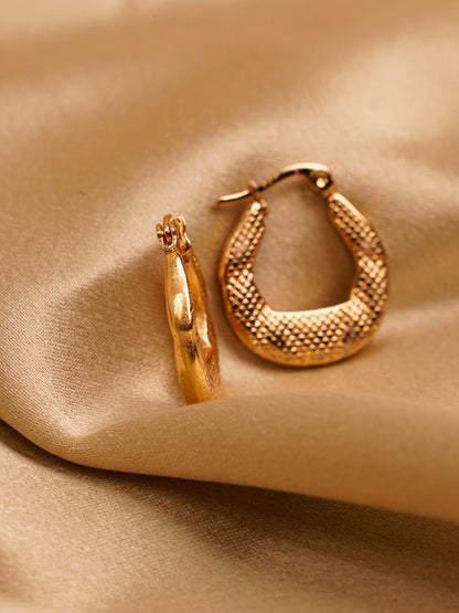 Textured Gold Hoop Earrings