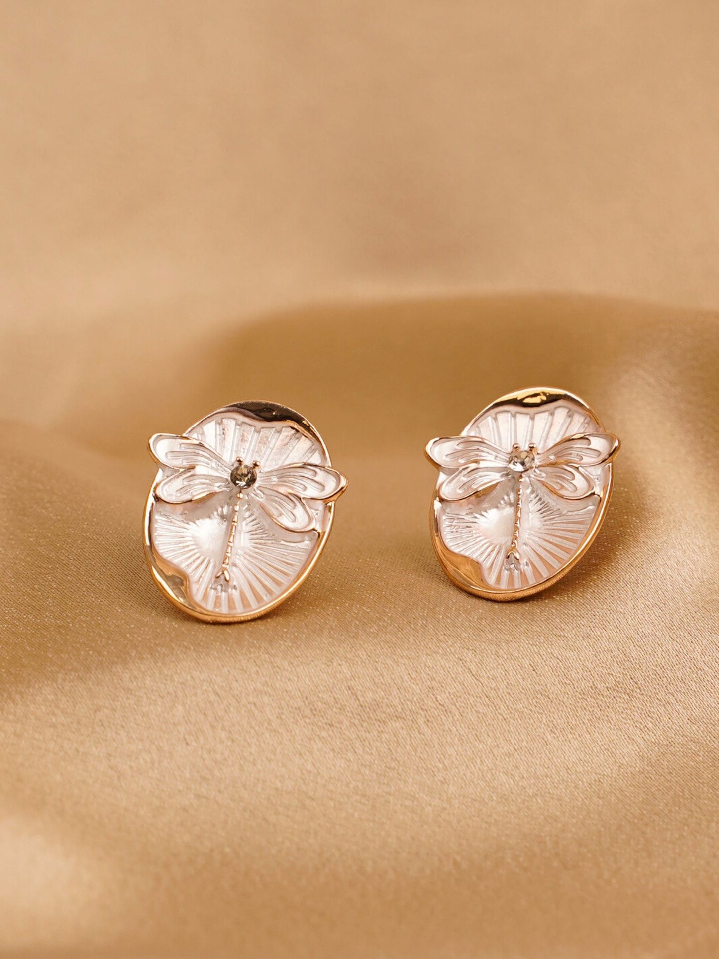 Ivory Dragonfly Stud Earrings
