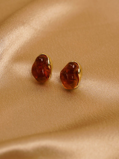 Amber Glow Stud Earrings