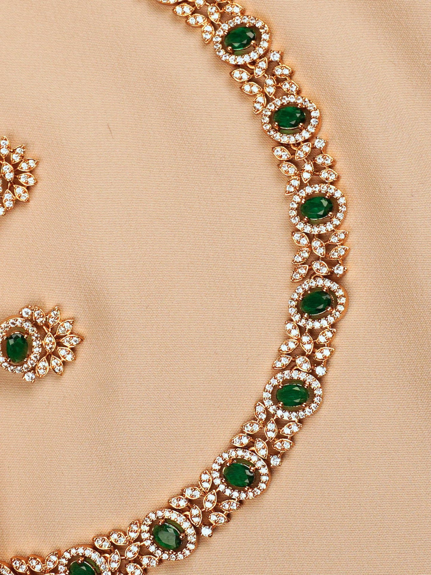 Green Gold Necklace Set with Earrings