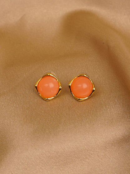 Coral Gleam Stud Earrings
