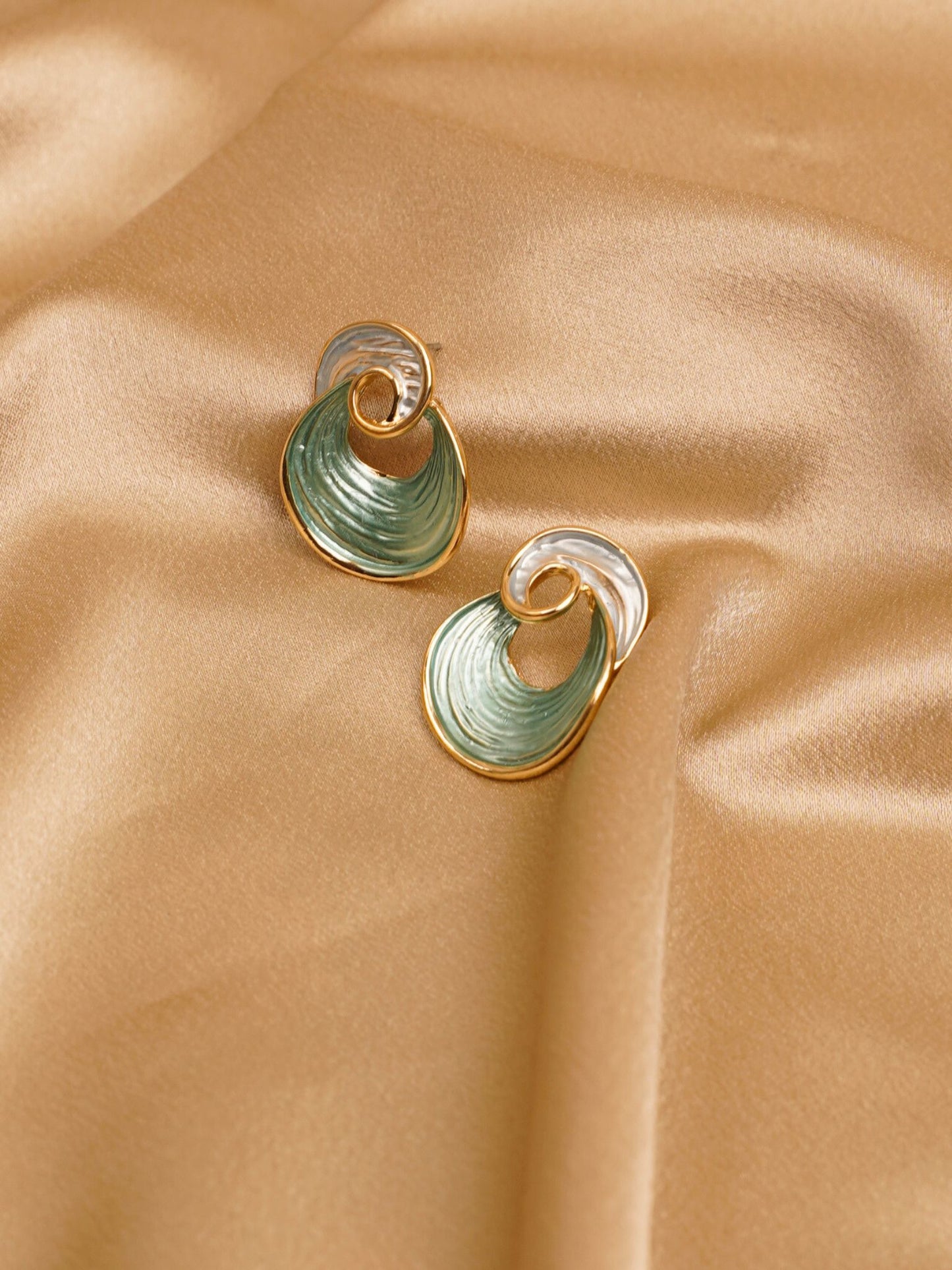 Sage Wave Spiral Earrings