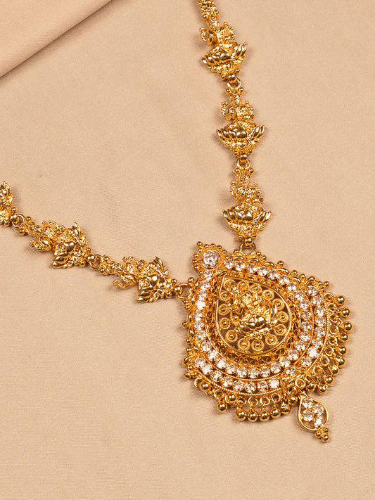 Radiant Gold Necklace with Embellished Drop Pendant