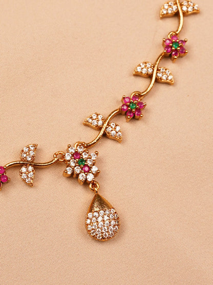 Pink Floral Vine Necklace Set