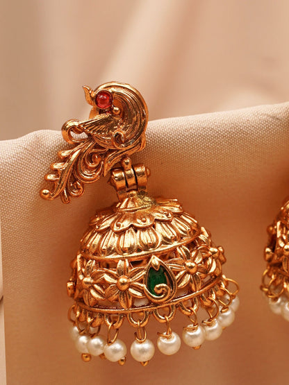 Peacock Temple Jhumkas